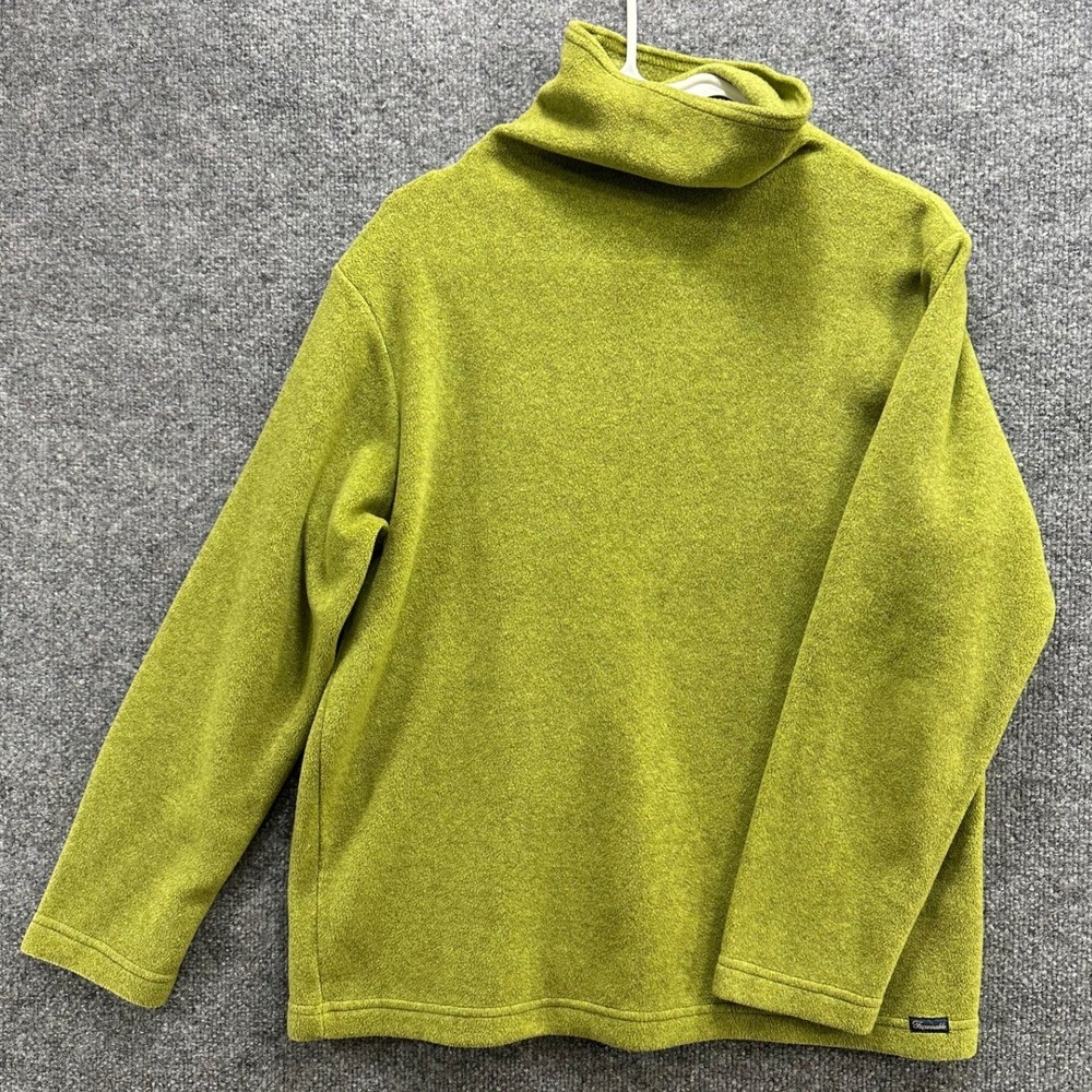 Faconnable Womens Chartreuse Green Fleece Turtleneck Pullover Sweater Size S